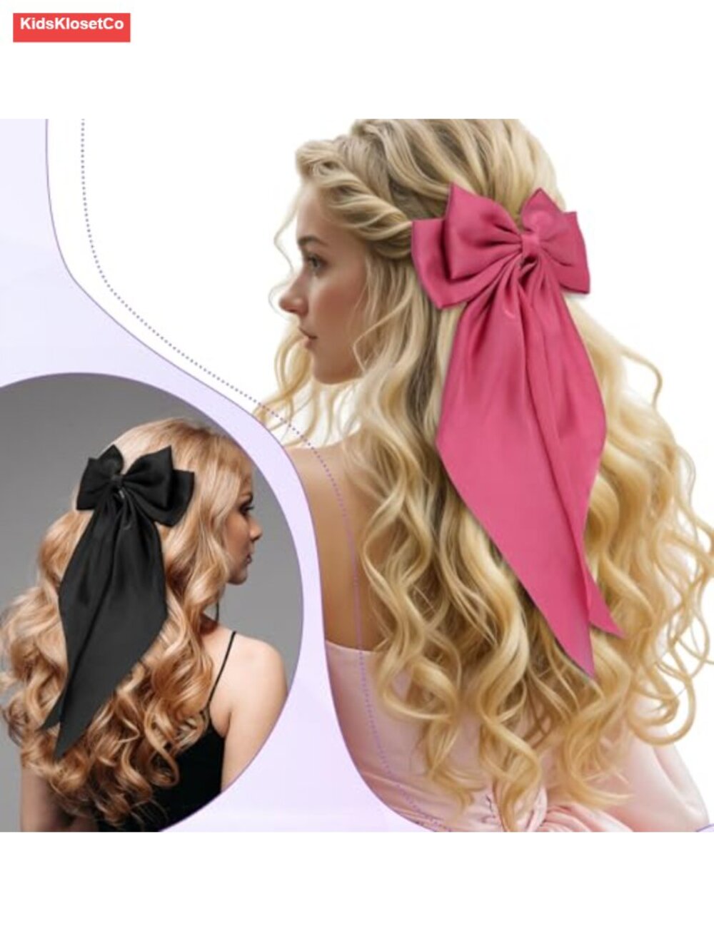 25 Oversized Satin Bow Hair Clips with Alligator Clips, Long Tail - Picture 4 of 6